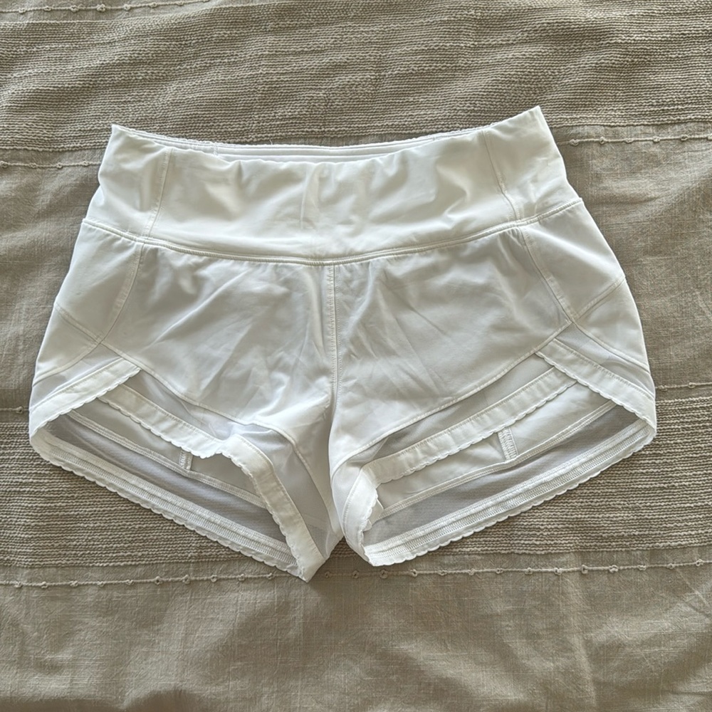 White Lululemon Make a Move Shorts